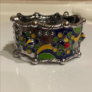 Vintage Colorful Silver-Tone Bangle